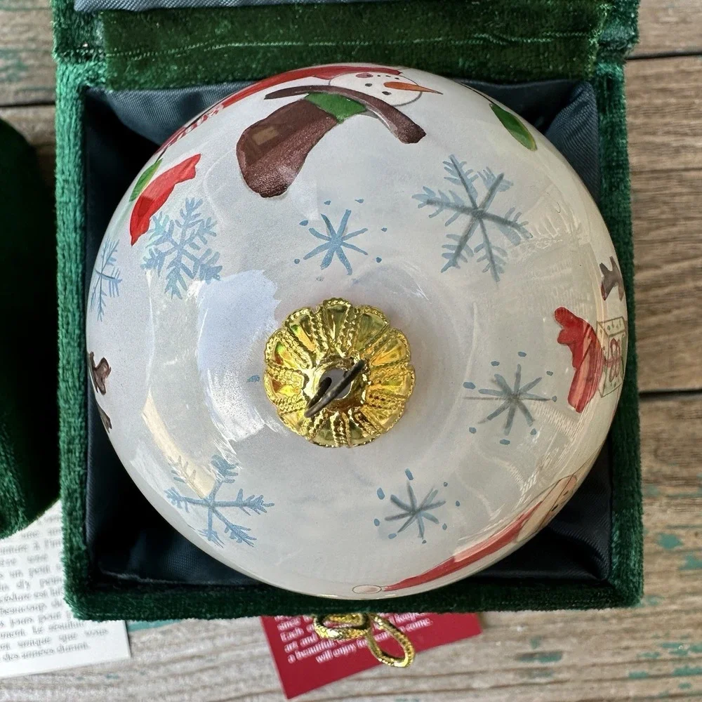 Pier 1 Li‎ Bien Glass Christmas Ornaments Santa Snowman Angels Box Set Of 2